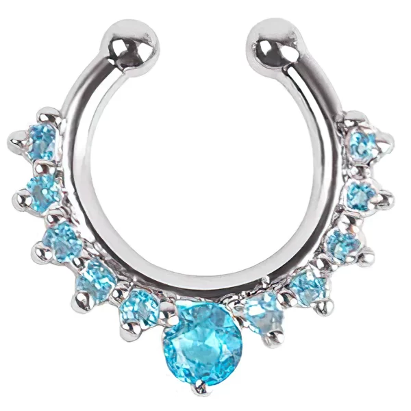 blue crystal stud nose ring