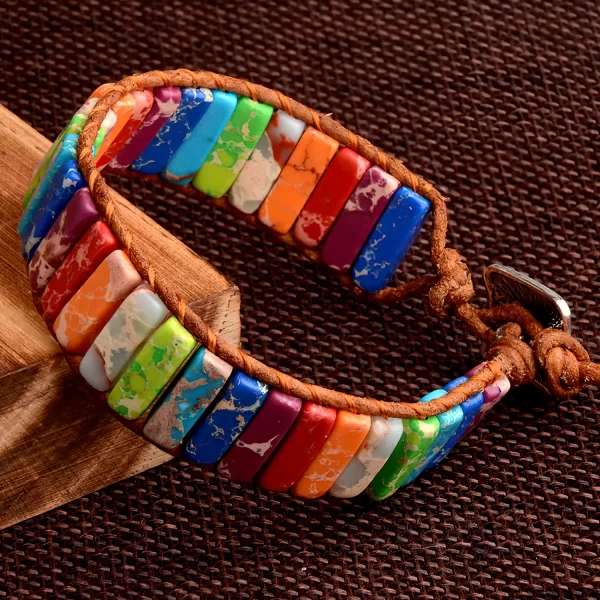 Bohemian Handmade Stone Bracelet for Women on wood