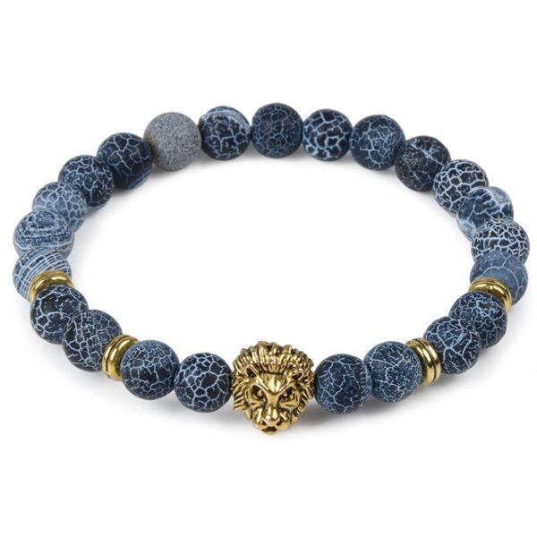 Luxury handmade charm golden lion bracelet natural stone