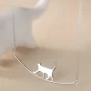 Walking Cat Silver Necklace