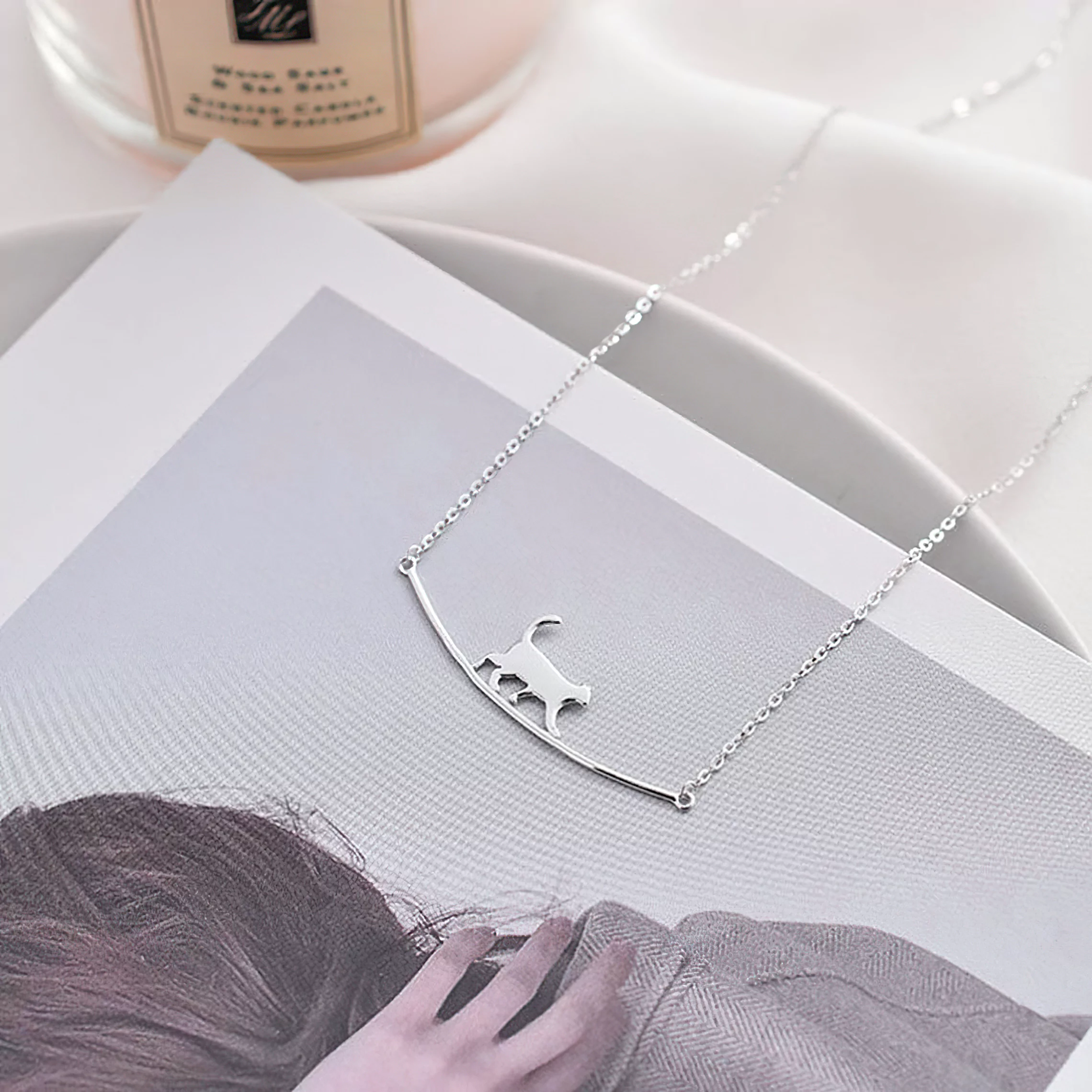 fashion Cat Silver Necklace