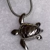 shiny Silver Sea Turtle Cremation Urn Necklace