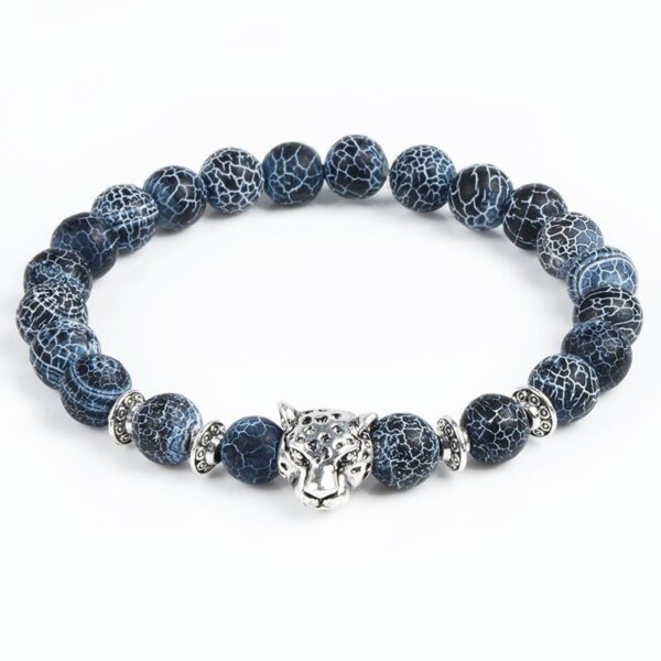 silver leopard natural stone bracelet