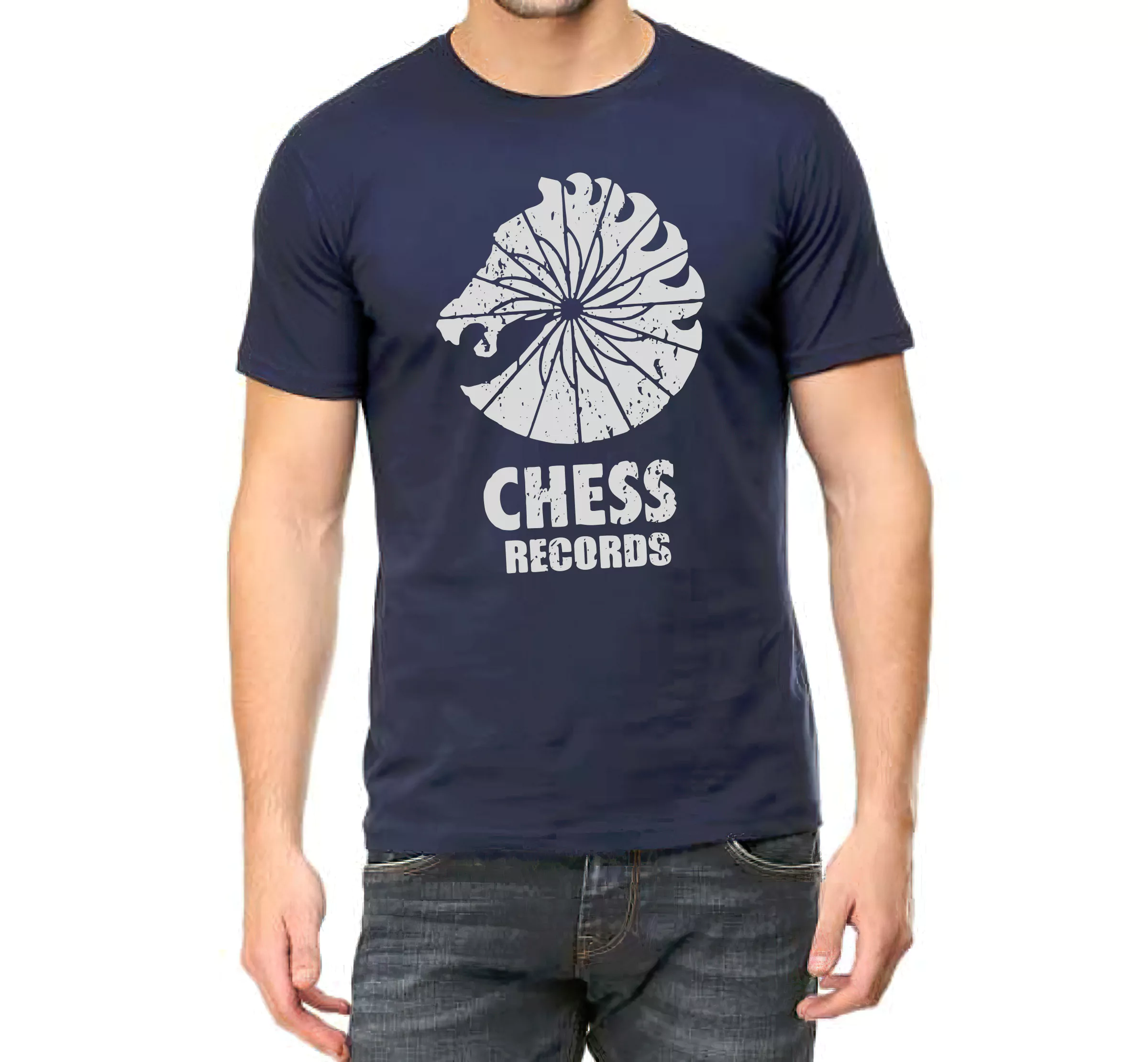 chess records navy blue man tshirt