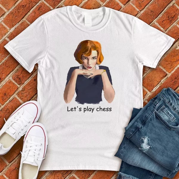 Beth Harmon let's play chess white tshirt