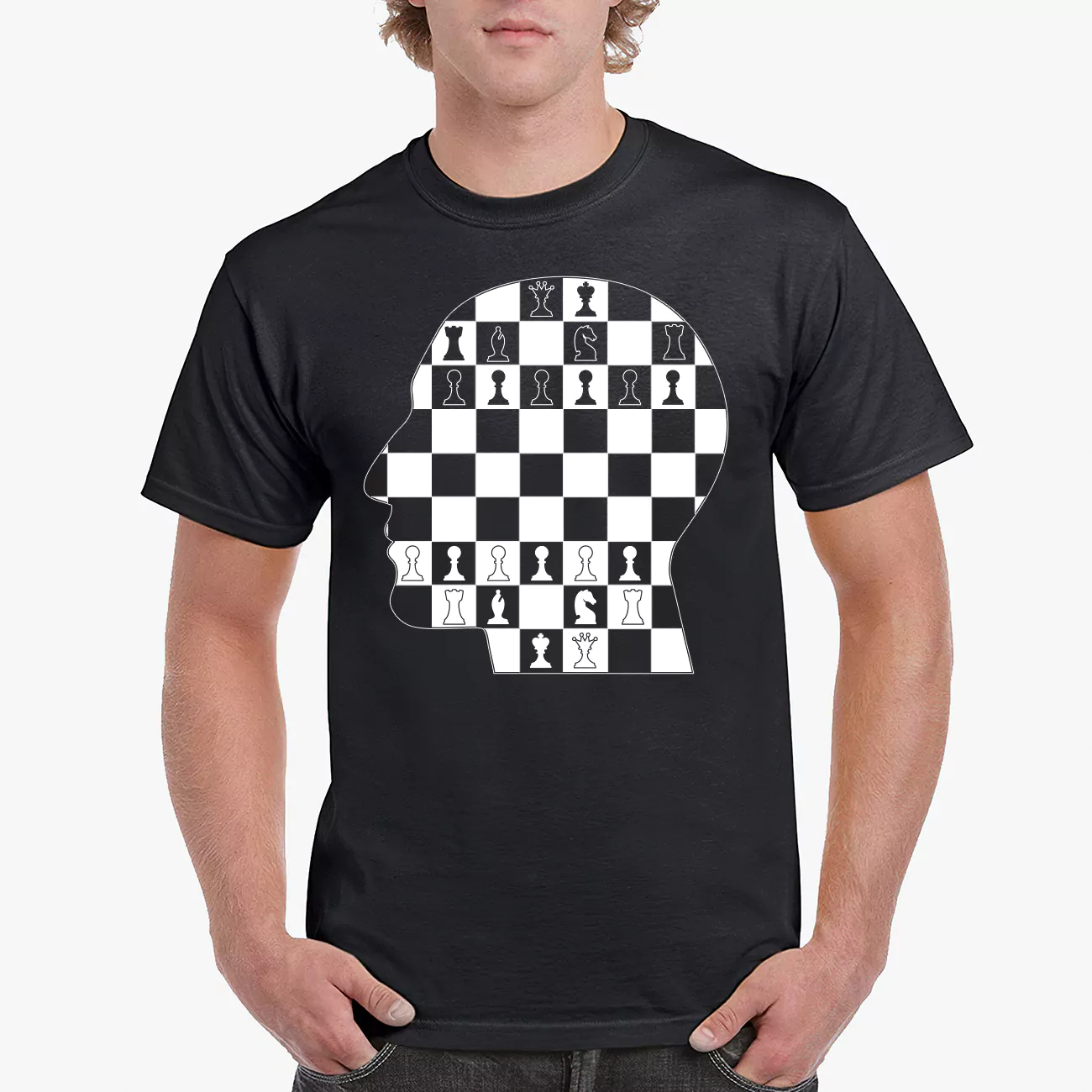 Chess Board Art black tshirt for boys