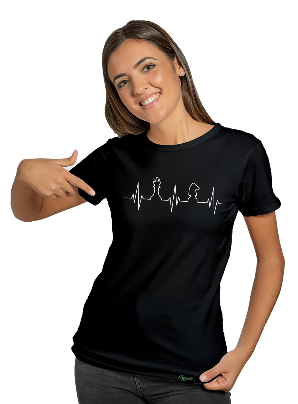 Chess Heartbeat Chess Lovers black tshirt for girls