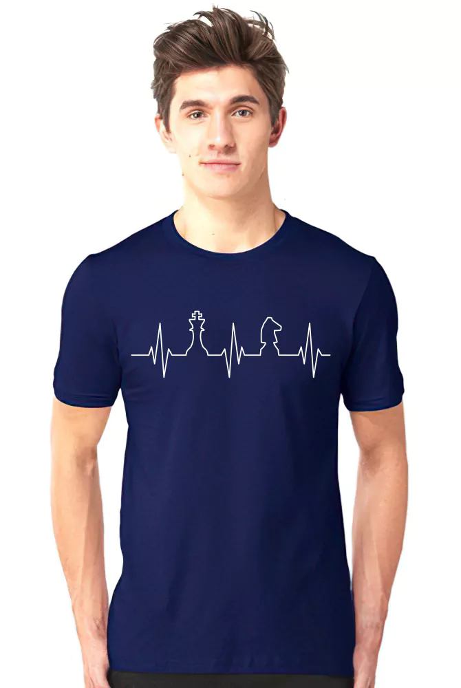 Chess Heartbeat Chess Lovers navy blue tshirt forboy