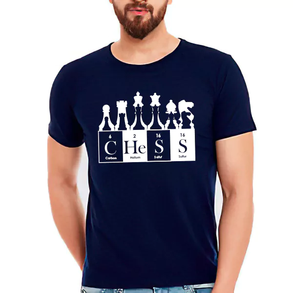 chess chemical element navy blue man tshirt
