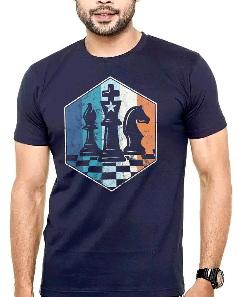 chess club navy tshirt for mans