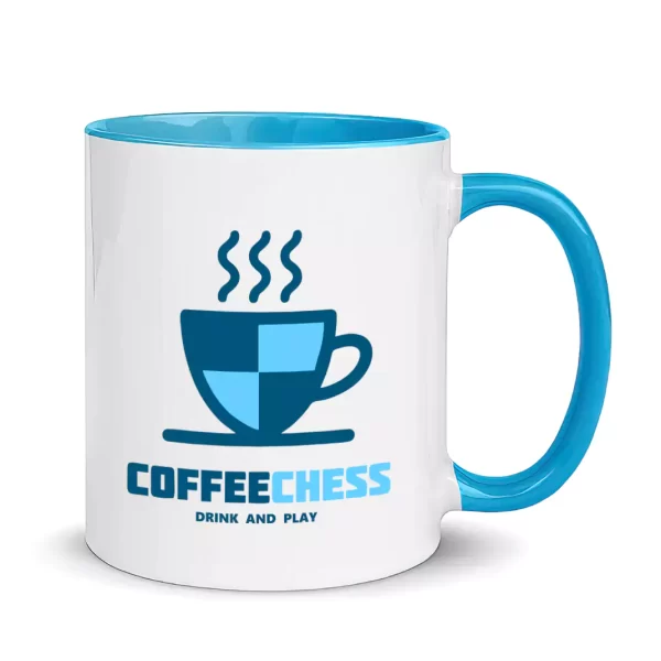 chess coffee mug blue color