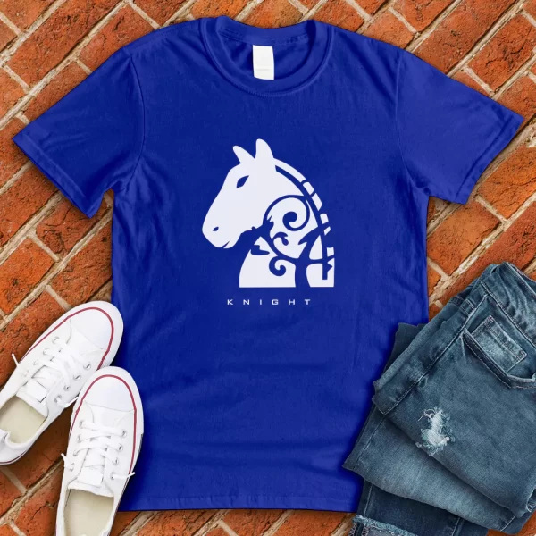 chess knight t shirt royal blue color