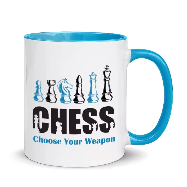 choose your weapon chess mug blue color