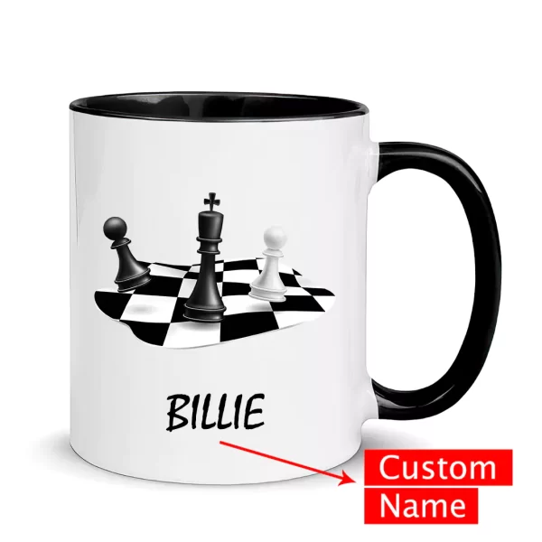 custom name chess mug black color