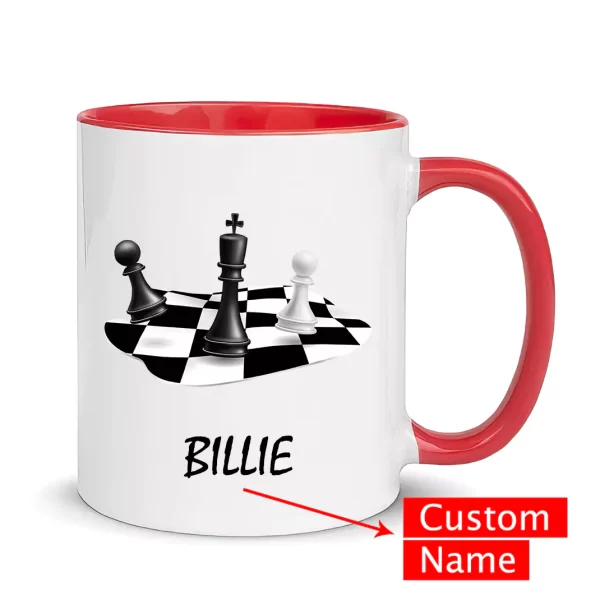 custom name chess mug red color