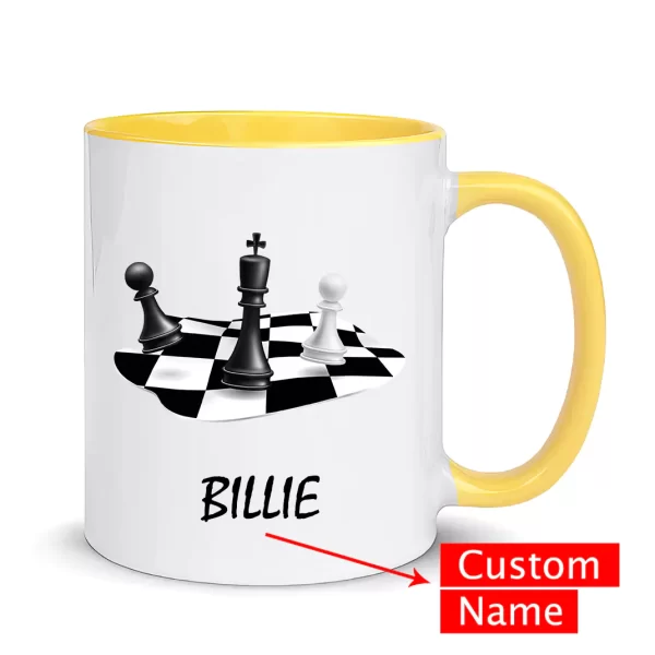 custom name chess mug yellow color