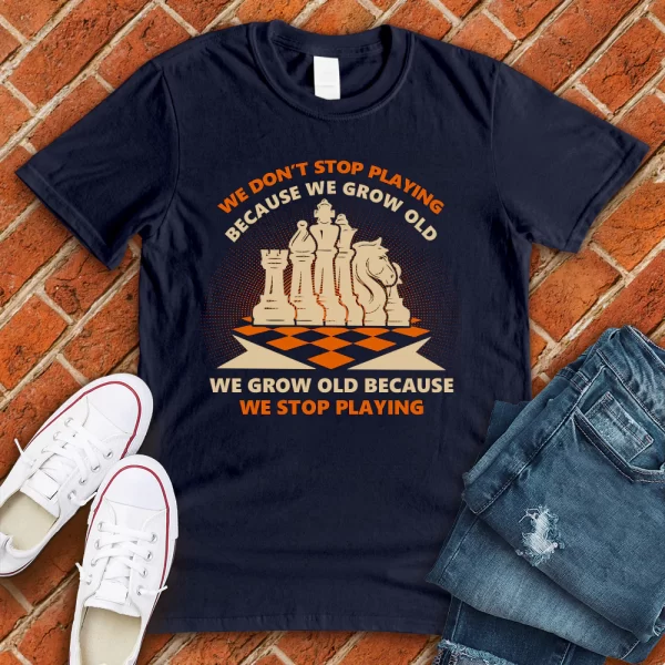 don't stop playing chess navy tshirt