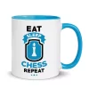 eat sleep chess repeat blue funny chess mug