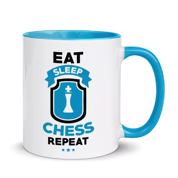 eat sleep chess repeat blue funny chess mug