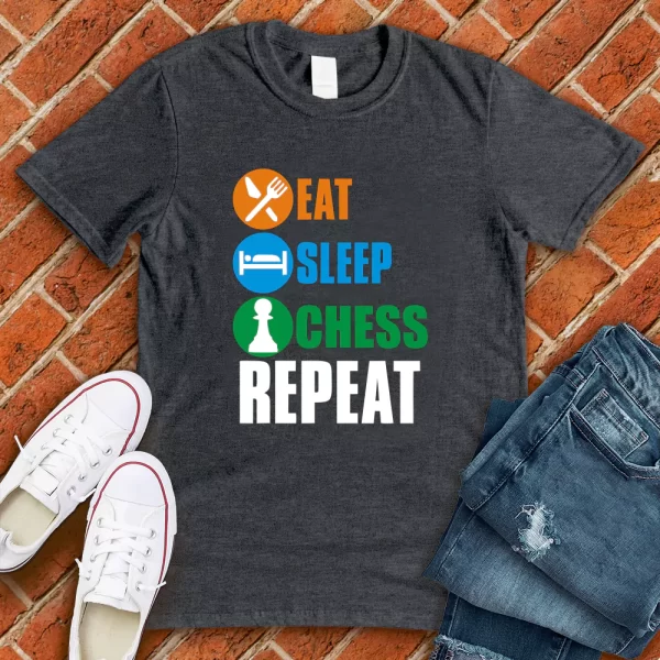 eat sleep chess repeat gray tshirt