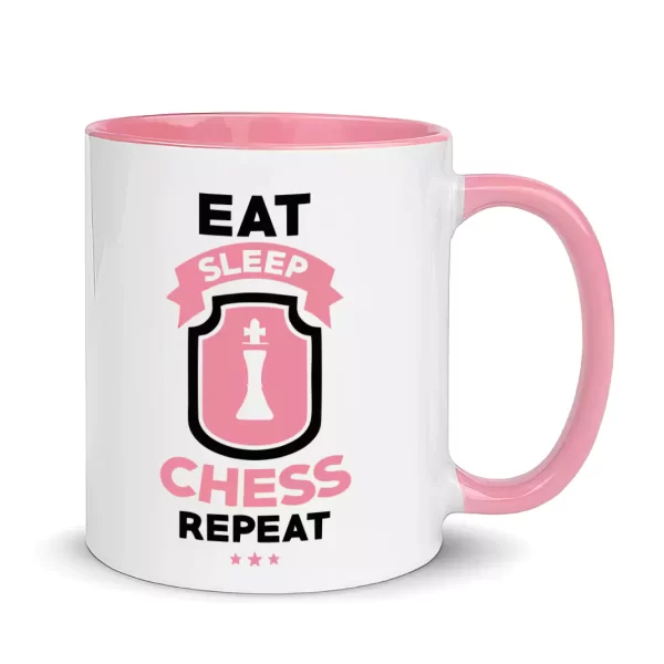 eat sleep chess repeat pink funny chess mug