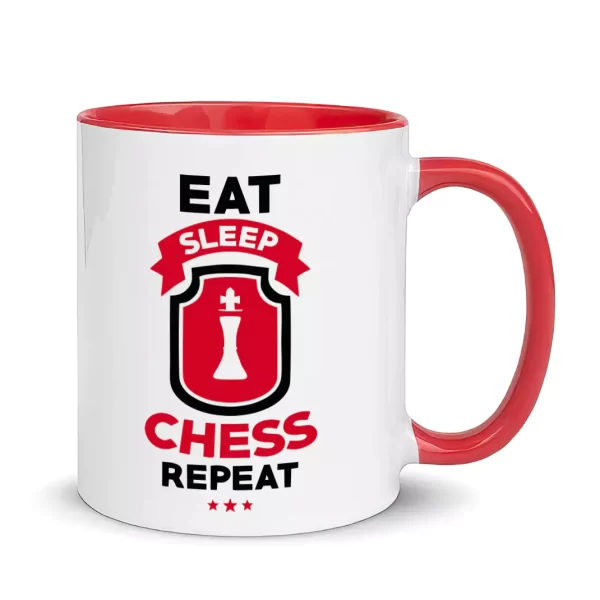 eat sleep chess repeat red funny chess mug