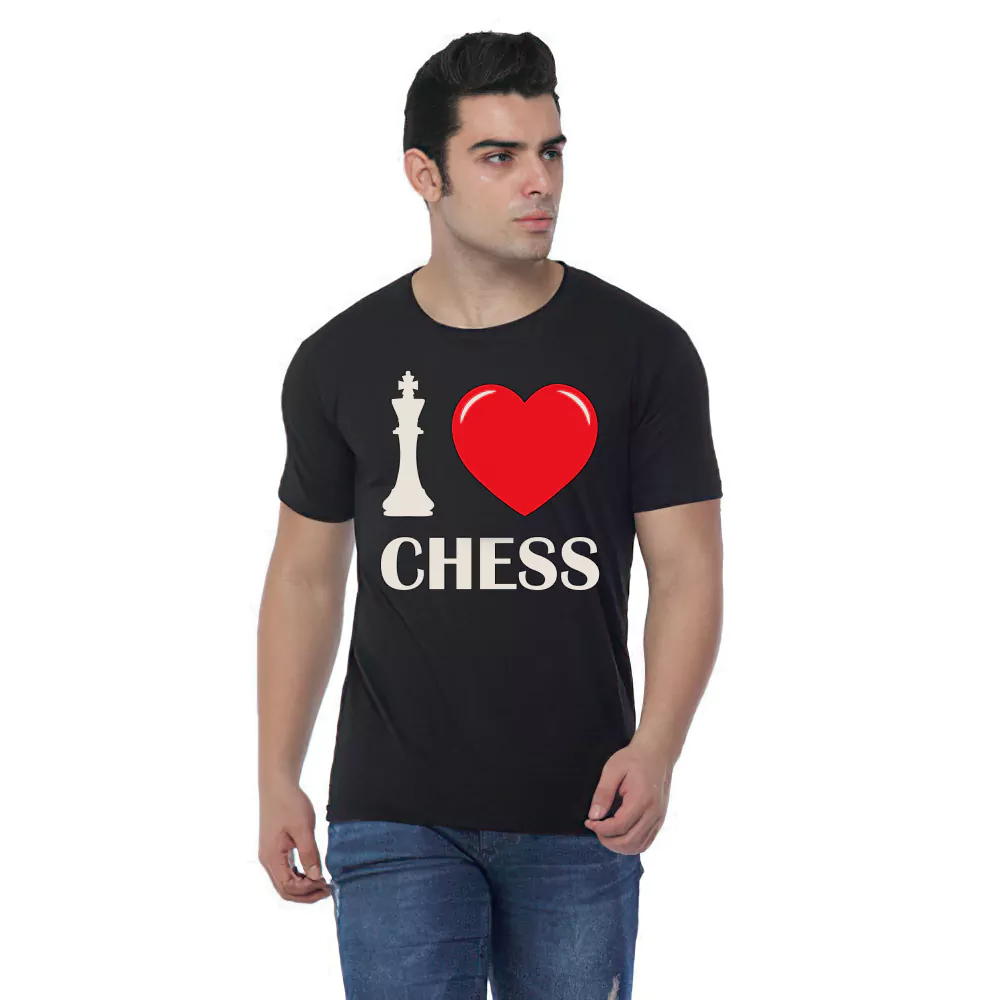 i love chess black tshirt for men