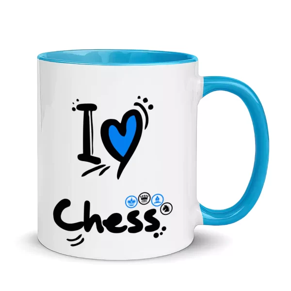 i love chess mug blue color