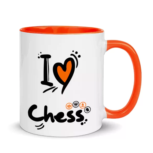 i love chess mug orang color