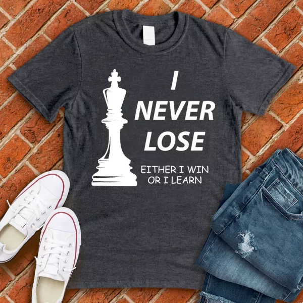 i never lose in chess gray tshirt