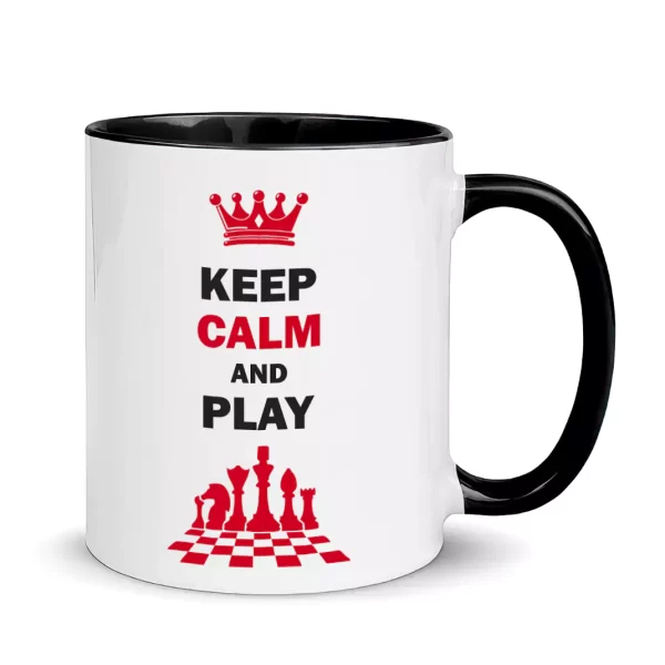 keep calm and play chess black mug