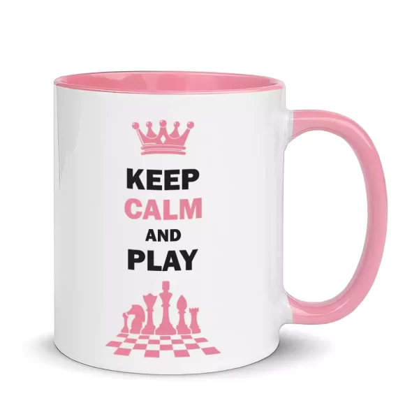 keep calm and play chess pink mug