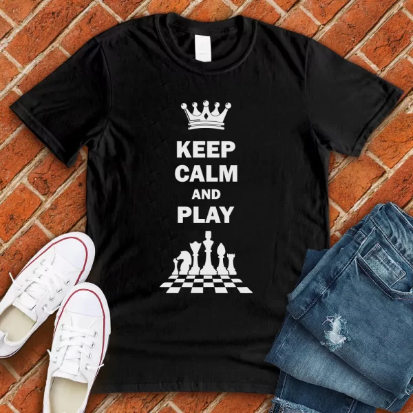 keep calm and play chess t shirt black color