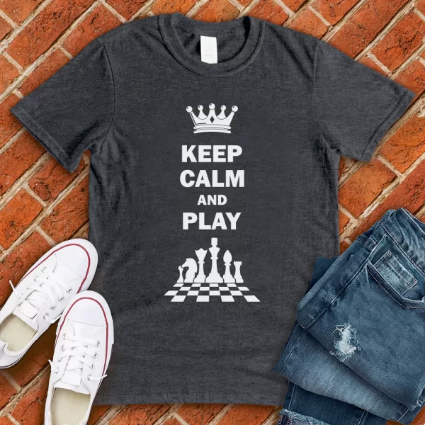 keep calm and play chess t shirt grey color