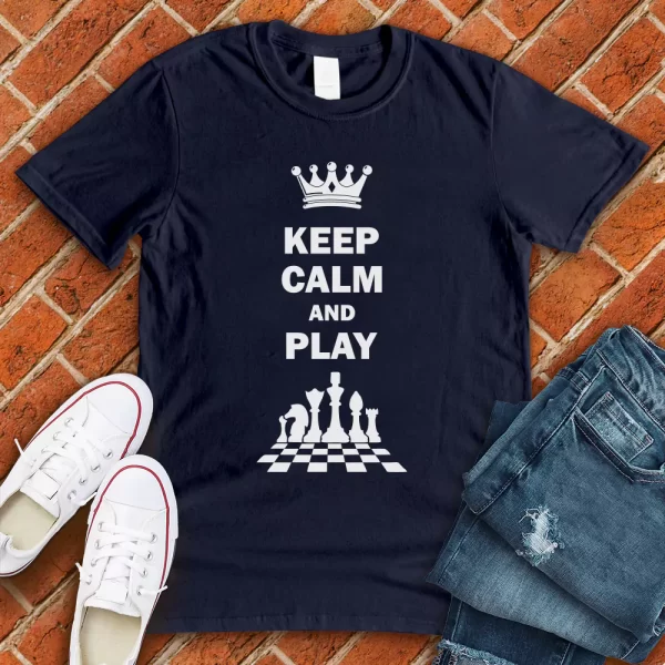 keep calm and play chess t shirt navy color