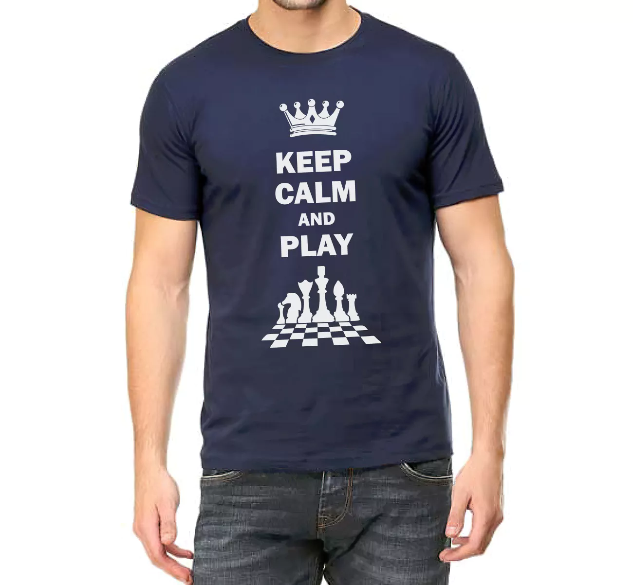 keep calm and play chess t shirt royal for man