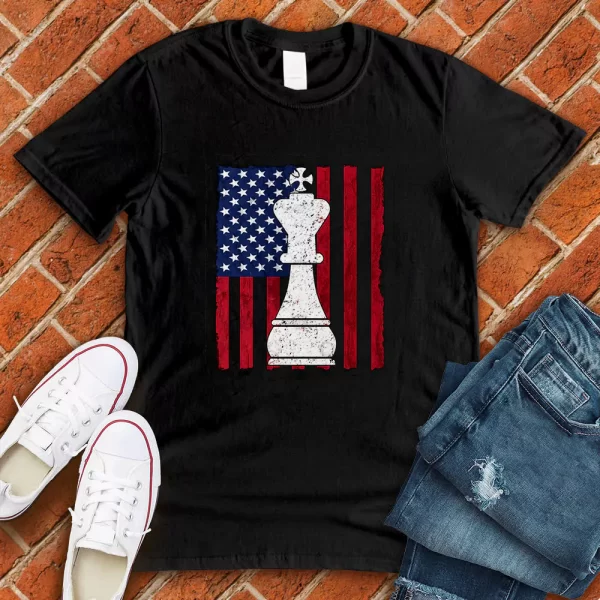 united states flag chess black tshirt