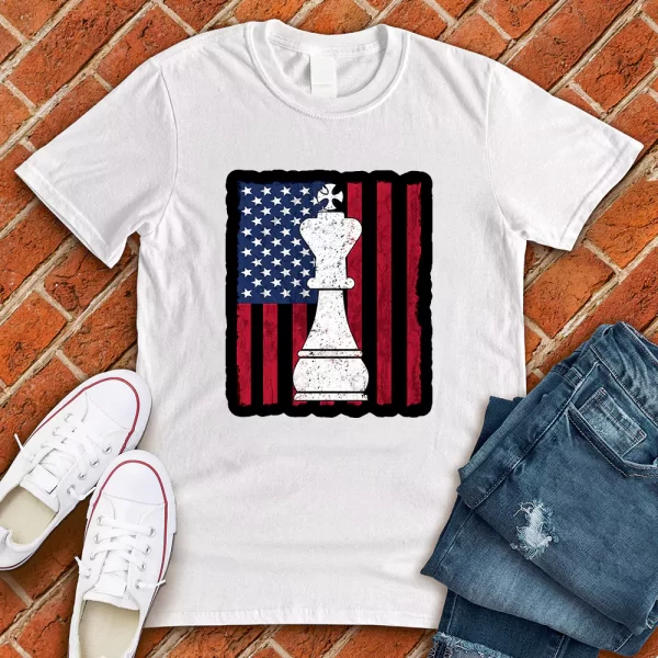 united states flag chess white tshirt