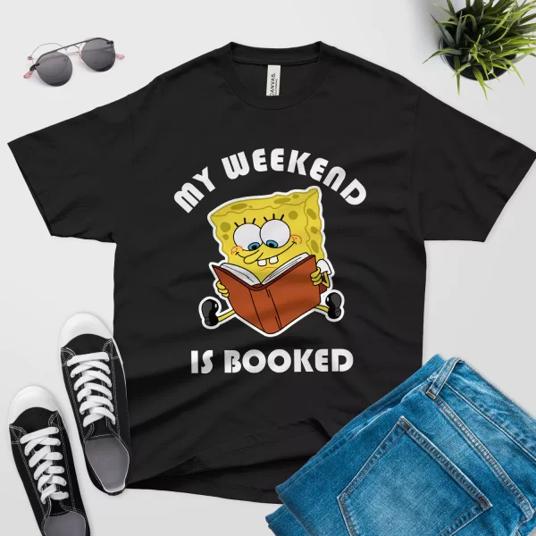 Sponge Bob weekend is booked t shirt black color