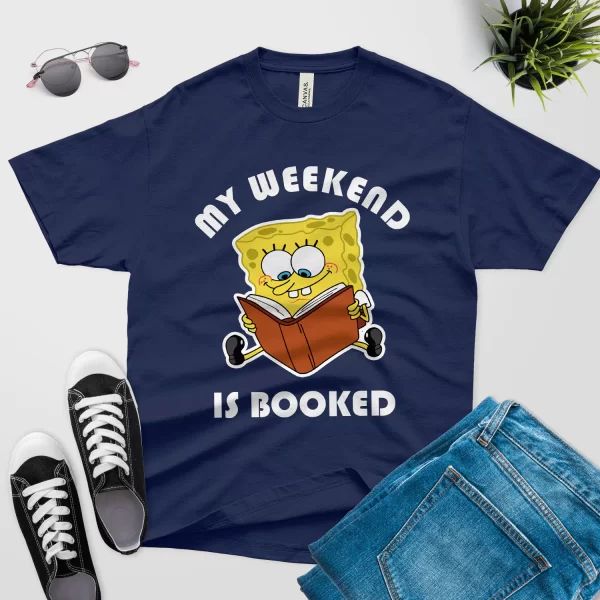 Sponge Bob weekend is booked t shirt navy color