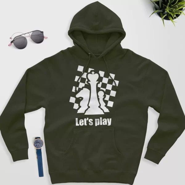 chess board hoodie military green color
