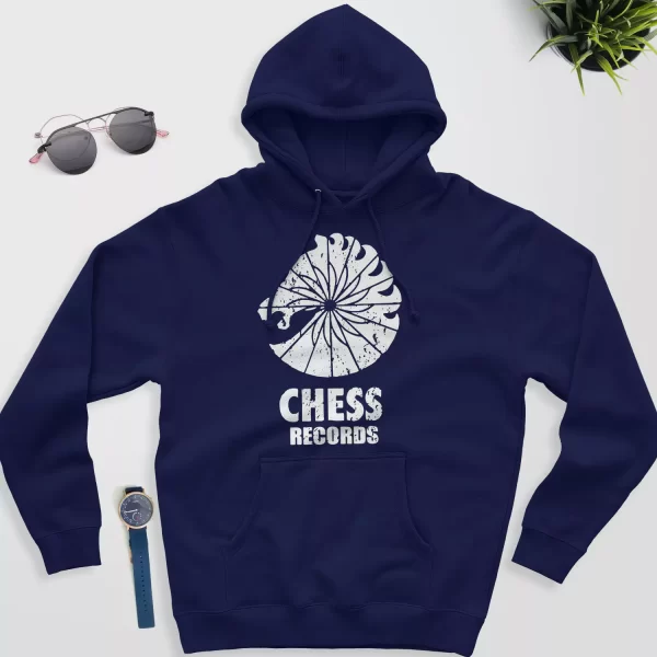 chess records hoodie navy color