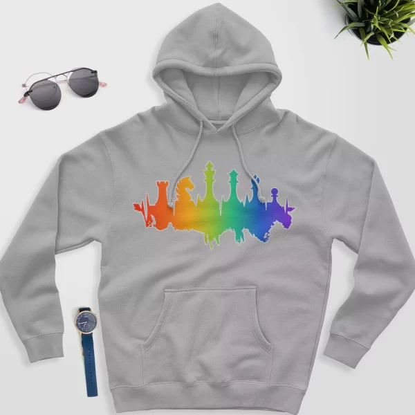 chess themed hoodies grey color