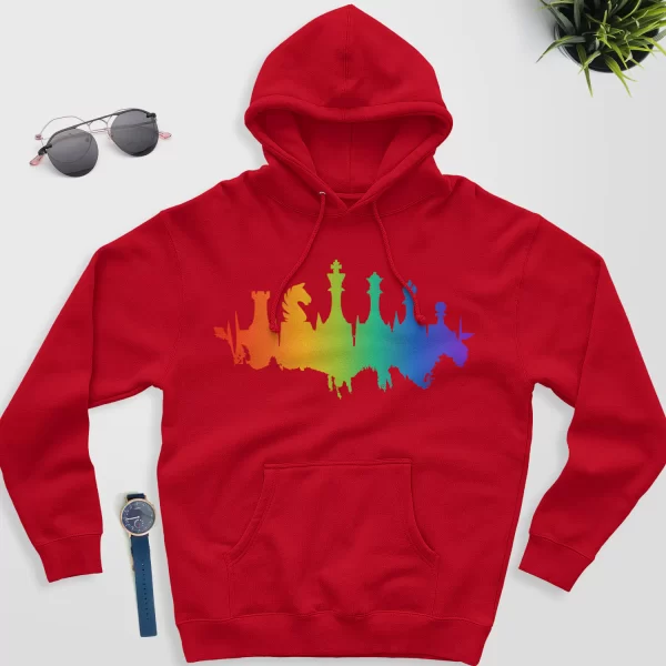 chess themed hoodies red color