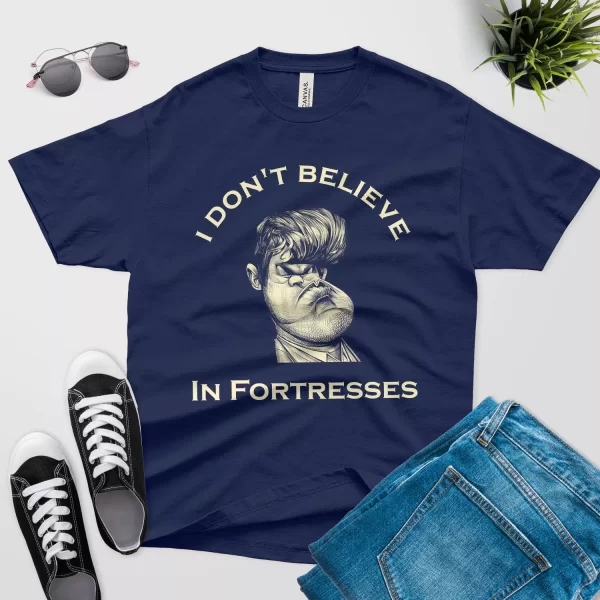 i don't believe in fortresses magnus carlsen chess t shirt navy color