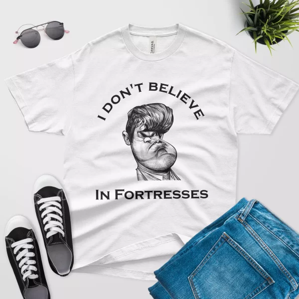 i don't believe in fortresses magnus carlsen chess t shirt white color