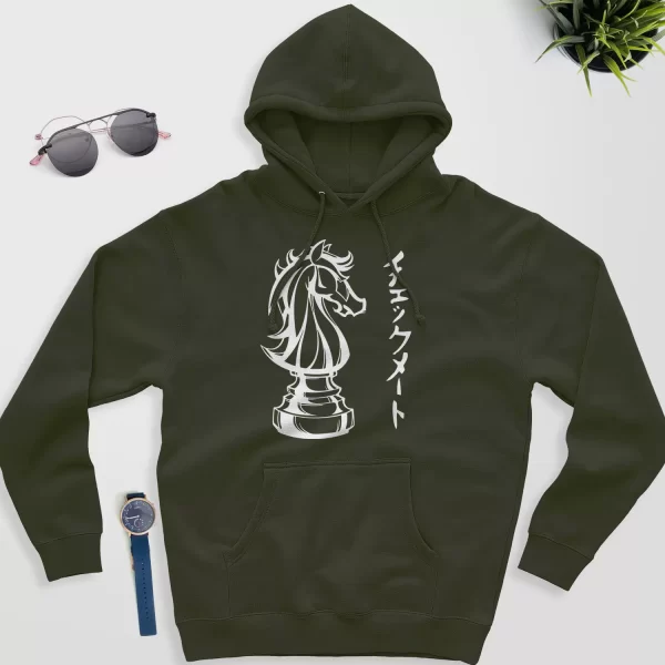 knight chess piece hoodie military green color