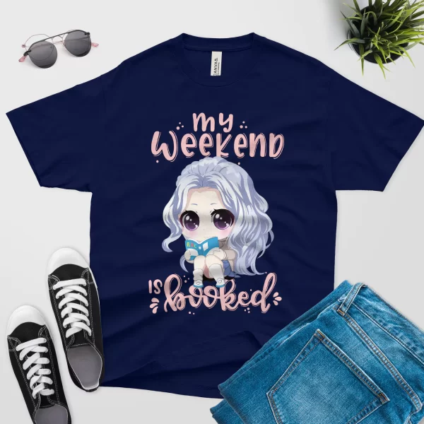 my weekend is booked t shirt anime girl navy color