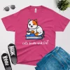 Cats books and tea T-shirt berry color