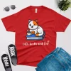Cats books and tea T-shirt red color